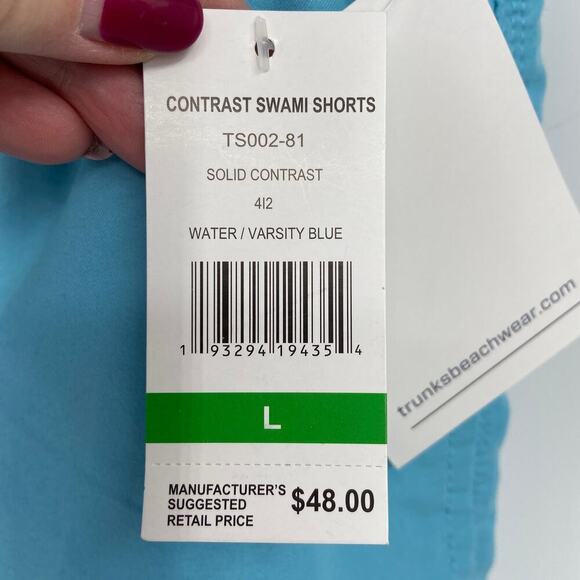 Trunks Contrast Swami Swim Shorts Men's Size L Varsity Blue Mesh Brief Lining - Picture 5 of 14